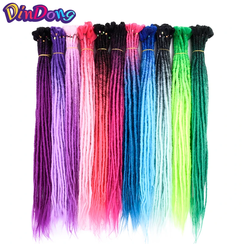 

DinDong 24 inch Handmade Dreadlocks Crochet Hair Extensions Synthetic Ombre Soft Reggae Hair Crochet Braids 25 Colors Available
