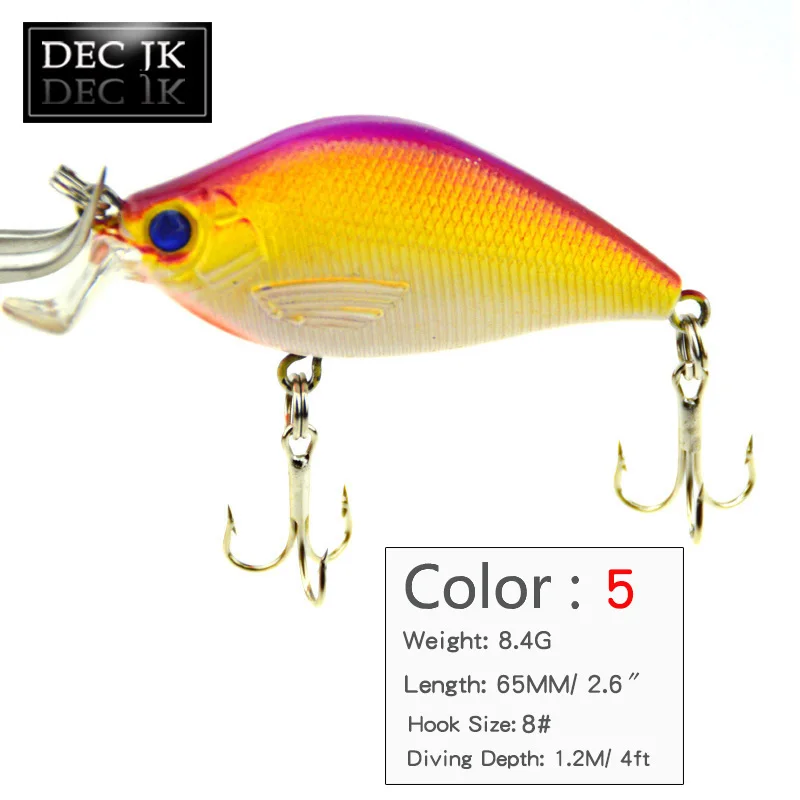 1PCS Fishing Lures 6.5CM-8.4G-8# Hooks Crankbait Wobbler Crankbaits Pesca Artificial Hard Bait Peche Pike 3D Eyes Fish Swimbait  (7)