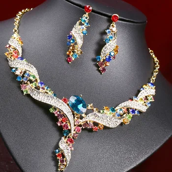 

fine jewelry hand carved Creative new seven color spiral Necklace Earrings Jewelry, European and American Wedding balls, wearing