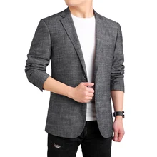 Мужские костюмы весна тонкий тренд сплошной серый цвет Тонкий Бизнес Повседневный пиджак костюм хлопок китайский стиль однобортный