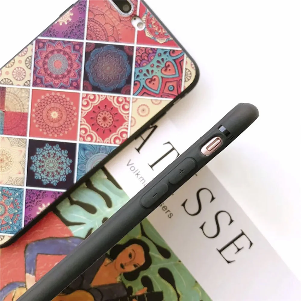 Eqvvol Mandala Flower Vintage Phone Case For Apple iPhone X 8 7 6 6S Plus Cases Fashion Rhombic Patterned Soft TPU Back Cover