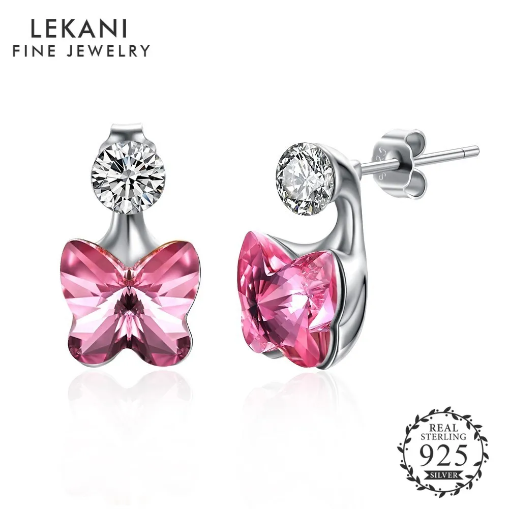 Серьги LEKANI из серебра 925 пробы с кристаллами бабочки от Swarovski, ювелирные изделия для подарка, женские серьги