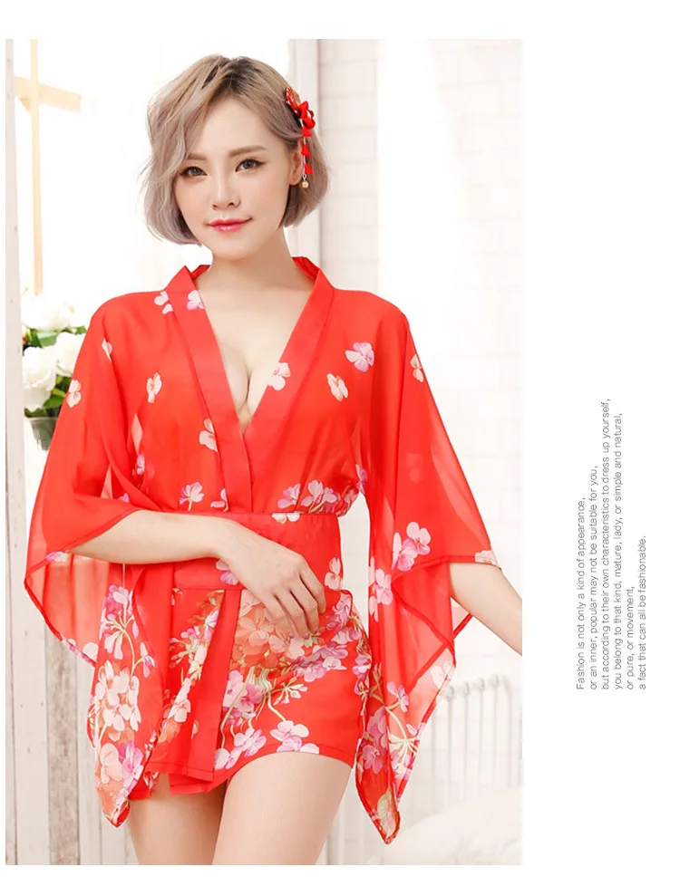 Шифоновое кимоно в японском стиле, сексуальная ночная сорочка, сексуальное Эротическое белье для женщин, секс-одежда, мини-платье, ночное белье