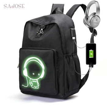 

School Backpack For Girls And Boy Luminous Teenager USB Charge Computer Anti-theft Laptop Canvas Shoulder Bag Raged Sheep SAJOSE
