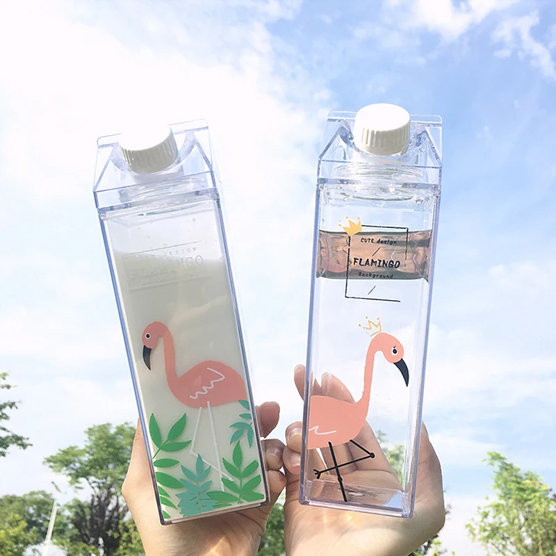 

1Pcs 450-500ml Water Bottles Cartoon Bird Drinking Water Portable Plastic Protein Milk Bottle universal for Outdoor Indoor