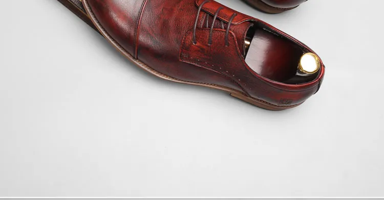 Винтажная британская кожаная обувь для мужчин; модная повседневная обувь из натуральной кожи винного цвета с острым носком; деловые мужские оксфорды