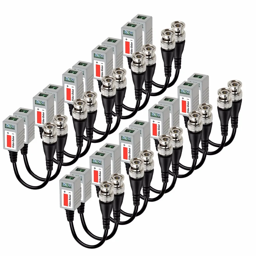 Balun torsadé BNC Cat5, émetteur-récepteur passif vidéo CCTV AHD/CVI/TVI, portée jusqu'à 3000 pieds