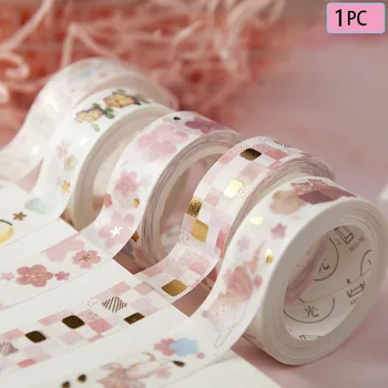 

11 Styles Hot stamping Paper Sticky Tapes Decorative Cherry Blossoms Cat Animals Printed Diary Scrapbooking Masking Tapes