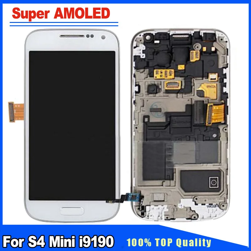 

Replacement For Samsung Galaxy S4 mini i9190 i9195 Super AMOLED LCD Display Touch Screen Digitizer Full Assembly With Frame