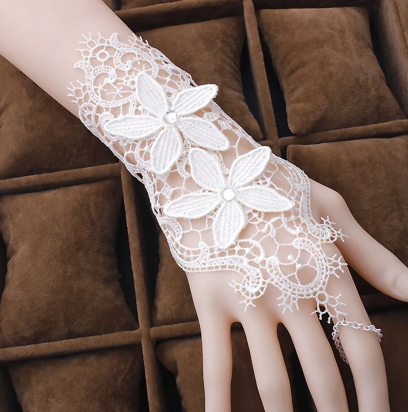 

Lace short white fingerless fashion flower girl bridesmaid women lady dancing party performance gloves gloves