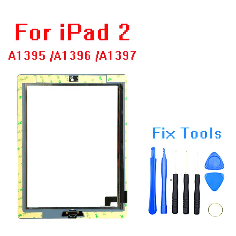 Для iPad 2 A1395 A1396 A1397 сенсорный экран стекло дигитайзер Замена Кнопка Домой + клей