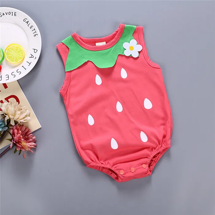 Bebé recién nacido de algodón mamelucos Unisex bebé niña niño ropa de frutas de fresa sandía verano bebe ropa overoles Bebé recién nacido de algodón mamelucos Unisex bebé niña niño ropa de frutas de fresa sandía verano bebe ropa overoles