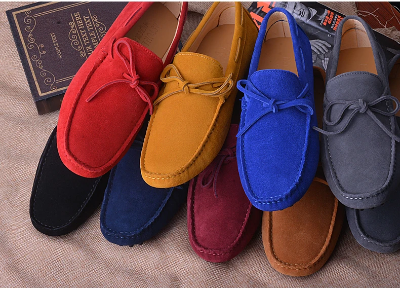 Mens Leather Casual Shoes Leather Shoes Men Loafers Suede Slip-On Boat Shoe Luxury Mens Loafers Leather Big Size 11 Driving Shoe (13)