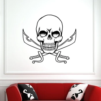 

Skull Halloween Swords Sticker Punk Death Decal Devil Poster Name Car Window Art Wall Decals Parede Decor Mural