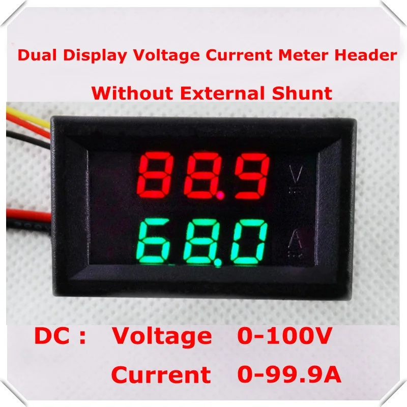 DC100V/100A двойной цифровой зеленый красный светодиод Дисплей ток вольтметр Амперметр мультиметр Панель тестер Вольт Ампер Калибр с 100A шунта