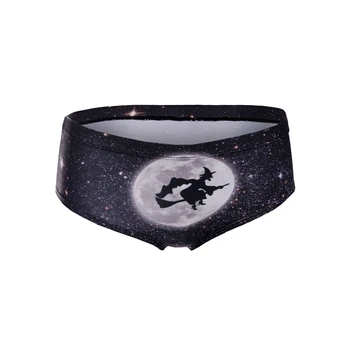 

Witch Flying With Broom Moon Hot Sexy Female Lingerie Thongs Briefs Cute Print Women Underwear Interesting Panties For Lady