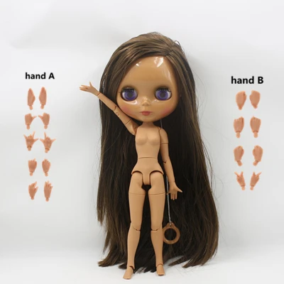 Ледяная Обнаженная кукла Blyth No. BL0521 коричневые длинные волосы суставное тело шоколадная кожа 1/6 BJD - Цвет: like the picture