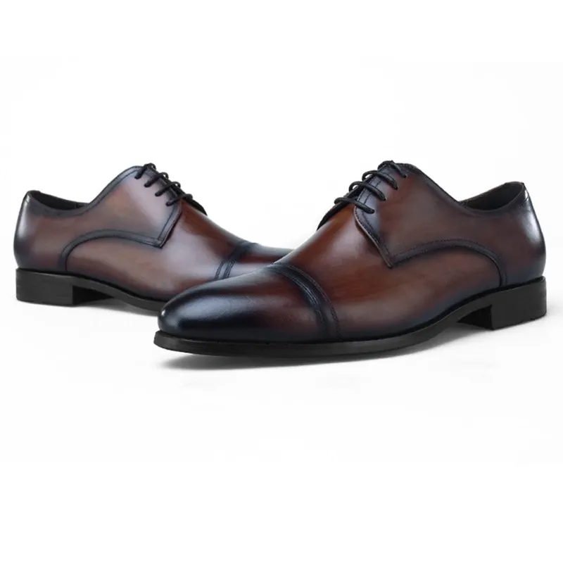 

CLORISRUO Fashion Black / Brown Tan Wedding Dress Shoes Genuine Leather Oxfords Male Business Shoes