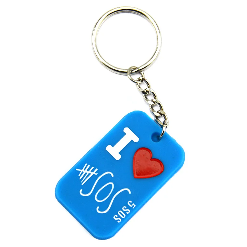 

1PC Filled in Color 5SOS Silicone Dog Tag Keychain for Give Away Gift