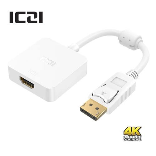 ICZI 4K Дисплей порт HDMI адаптер Поддержка пассивный или активный позолоченный адаптер DP к HDMI для проектора дисплей - Цвет: Белый