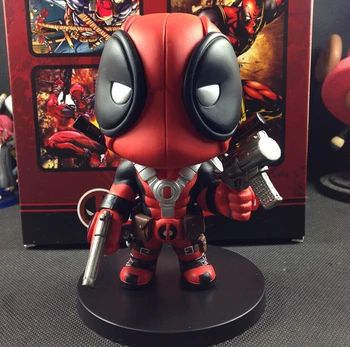 

X-men Deadpool PVC Figure Q version Deadpool Action Figure 13CM Cute Anime Deadpool With Sword Gun Collectible Model Toys