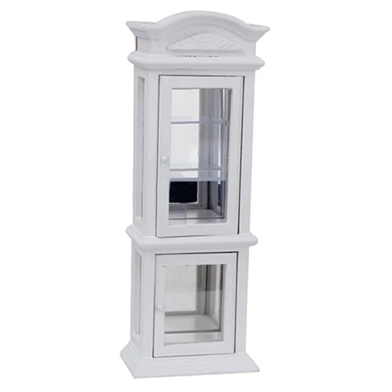 

1:12 Mini Doll House White Transparent Window Cupboard Display Cabinet