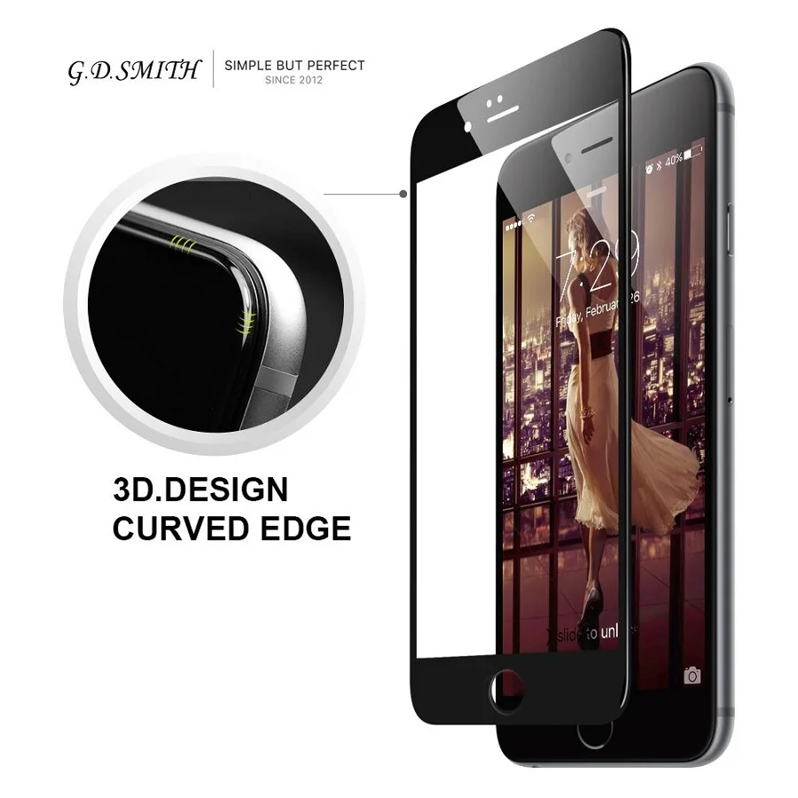 G.D.SMITH Full Cover 3D Tempered Glass Screen Prot...