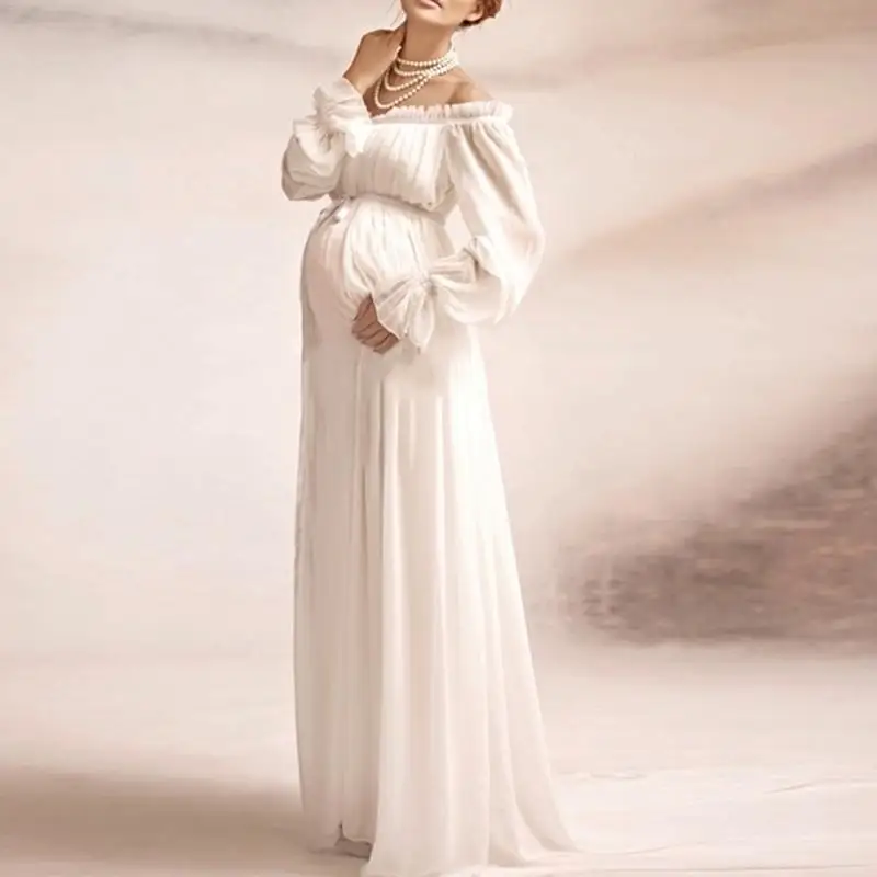 Nouvelle maternité photographie accessoires extensible grossesse longue robe de maternité pour Photo Shoot robes sans bretelles 150CM