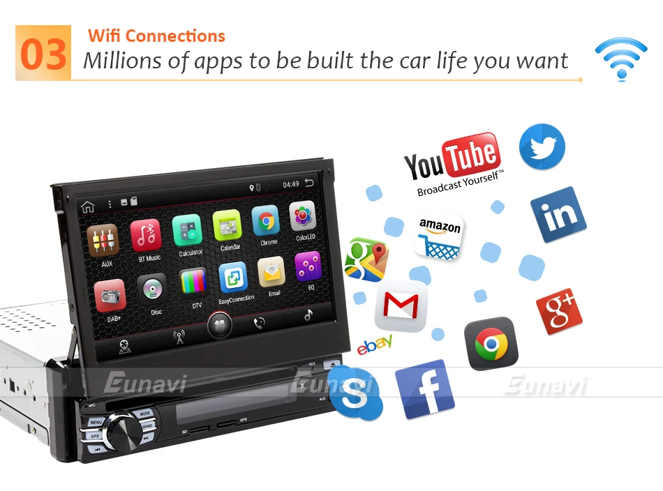 Excellent Eunavi RAM 2G Single 1 Din 7" Android 7.1 Car Dvd GPS Navigation Radio Stereo Universal Head Unit With Wifi Touch Screen BT RDS 10 Excellent Eunavi RAM 2G Single 1 Din 7" Android 7.1 Car Dvd GPS Navigation Radio Stereo Universal Head Unit With Wifi Touch Screen BT RDS 10