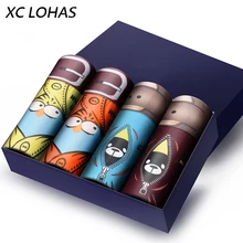 Брендовые новые трусы, 4 шт./лот, мужское нижнее белье, боксеры, Модальные, милые, 3D Рисунок, забавные боксеры, шорты для мужчин, шорты, Homme Cuecas