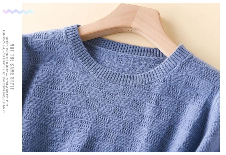Летние кашемировый шерстяной свитер Весна Осень Женские однотонные большие с коротким рукавом с круглым вырезом пуловеры джемпер