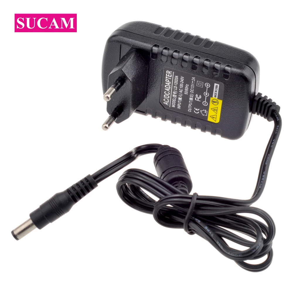 

SUCAM 2 Pieces/Lot DC 12V 2A CCTV Camera Power Supply 2000mA EU US UK AU Plug Power Adapter For AHD Analog IP Cameras Led Light