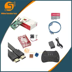Raspberry Pi 3 модуль B + чехол с вентилятором + addaptor + клавиатура + радиатор + sd-карта + кабель HDMI