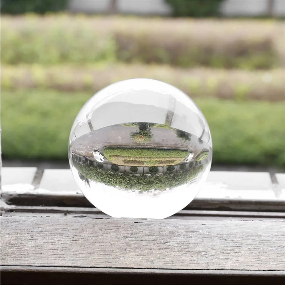 

Pure Water 60/80/100mm Round K9 Glass Artificial Crystal Ball For Photography Decor Clear Quartz Healing Ball No Phone Holder