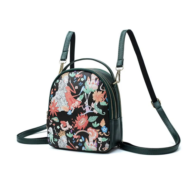 

bunny rabbit princess flowe fairy tale print women headphone hole zipper leisure backpack