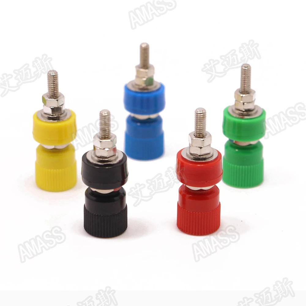5pcs Amass M4 wiring terminal banana socket nickel plated 24A with 4mm socket screw mountingin