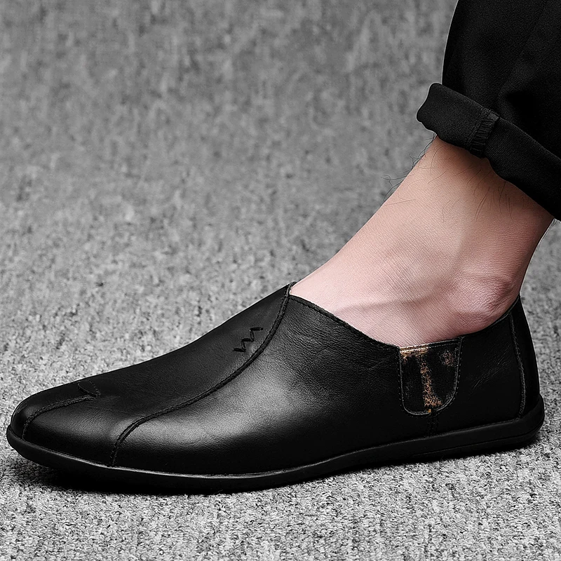 Leather Men Shoes Luxury Brand 2019 Italian Casual Mens Loafers Moccasins Breathable Slip on Black Driving Shoes Plus Size 38-47