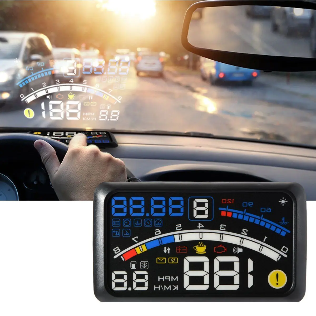

5.5'' universal auto Car HUD Head Up Display Projector OBD2 Gauge Speed Warning Fuel Consumption