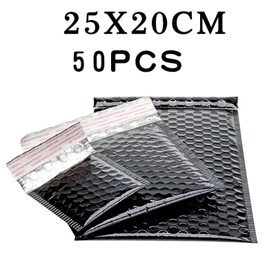 Bubble Aluminum foil Bright black anti-static Matte Mailer bag Packaging waterproof Anti-fall electronic product book clothing - Цвет: 25x20cm