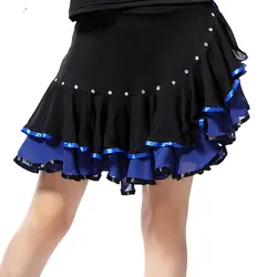 2018 Новый Для женщин латинская юбка для танцев зеленый/синий/фиолетовый/розовый/красный ча/Румба/Samba /Танго/ковбойская юбка танцевальная