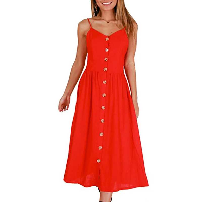 

Cototn Summer Dress Women Tunic Boho Beach Sexy V Neck Sleeveless Midi Dresses Plus Size 3XL Pockets Backless Party Vestidos