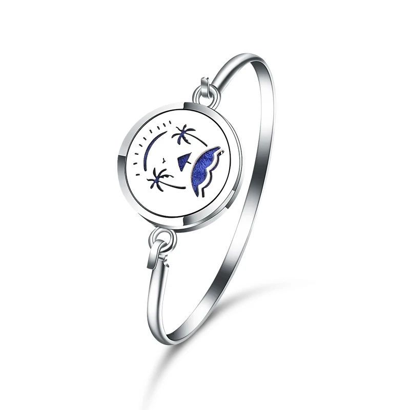 

Aroma Diffuser Oasis Beach Charm Bracelet Stainless Steel Aromatherapy Essential Oil Diffuser Perfume Lockets Bracelet Jewelry