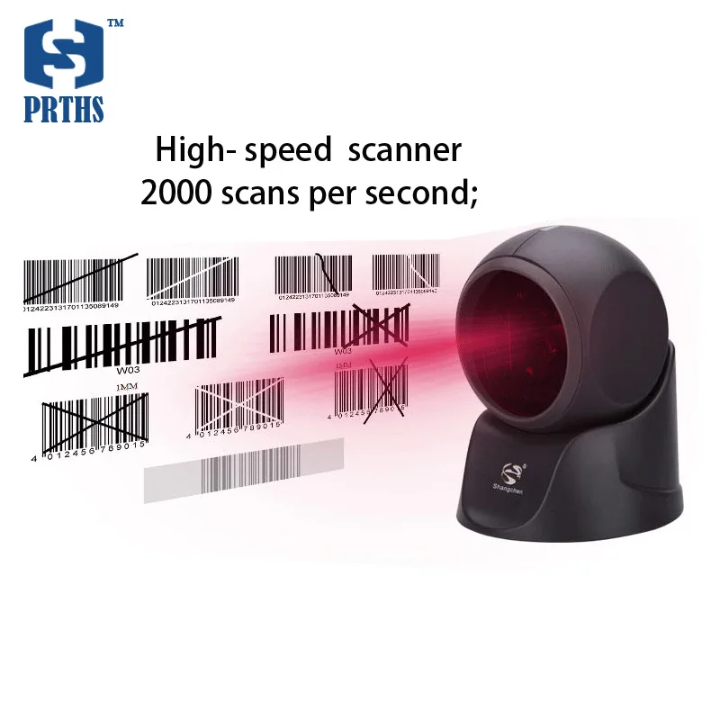 

Cheap USB Omnidirectional label scanner with cross 24 lines scanning desktop 1D barcode reader for POS system in supermarket