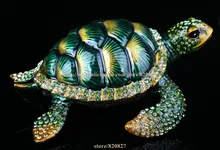 Big Turtle Decorative Trinket Box Jeweled Decorative Colorful Large Turtle Pill Jewelry Trinket Case Box