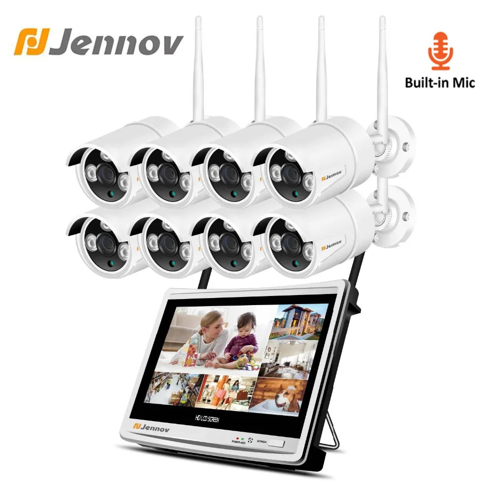 

Jennov 2MP 12Inch LCD Video Surveillance Kit IP Camera Security Camera System Wireless With Audio Recording Wifi NVR CCTV Kits
