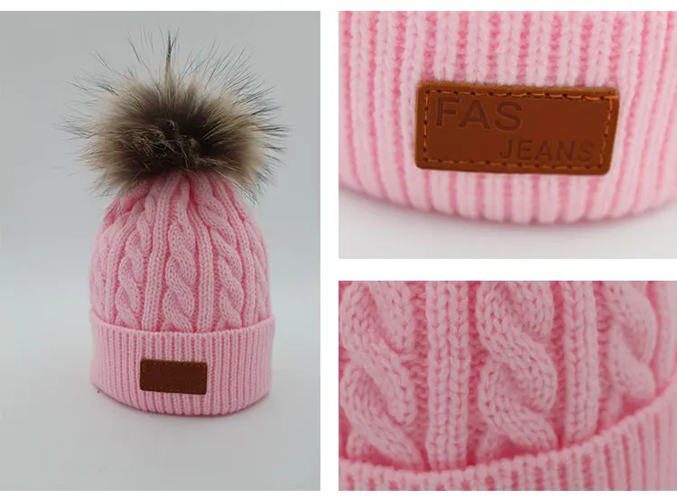 skullies beanies for kids fur ball cap winter hats children kidsboys girls pompom skullies beanies for kids (5)