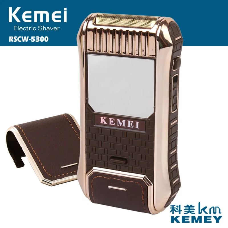 Kemei перезаряжаемая Бритва для бороды, бритва для мужчин, винтажный кожаный обмотанный электрический триммер для бороды, бритва