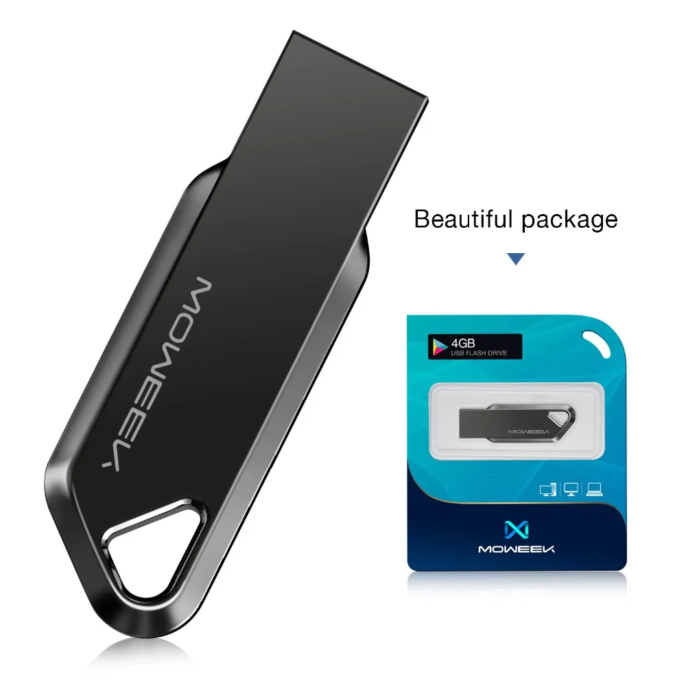 Moweek бизнес USB флеш накопитель 16 ГБ 32 64 128 cle usb 2 0 карта памяти металлическая ручка