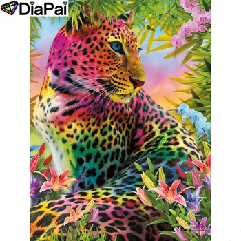 

DIAPAI 5D DIY Diamond Painting 100% Full Square/Round Drill "Colored leopard" Diamond Embroidery Cross Stitch 3D Decor A22336