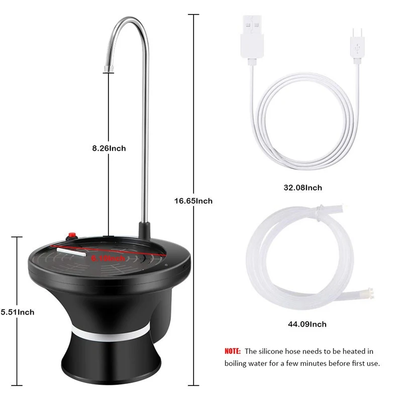 Water Bottle Dispenser Pump Automatic Electric Drinking Water Jug Pump for 1-5 Gallon Bottle Usb Rechargeable Li-Ion Ultra-Hyg